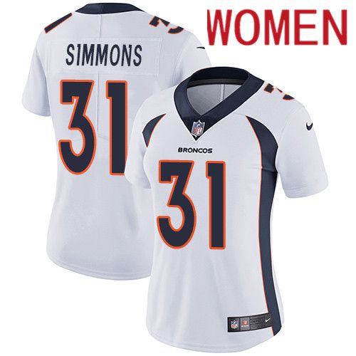 Women Denver Broncos #31 Justin Simmons White Nike Vapor Limited NFL Jersey